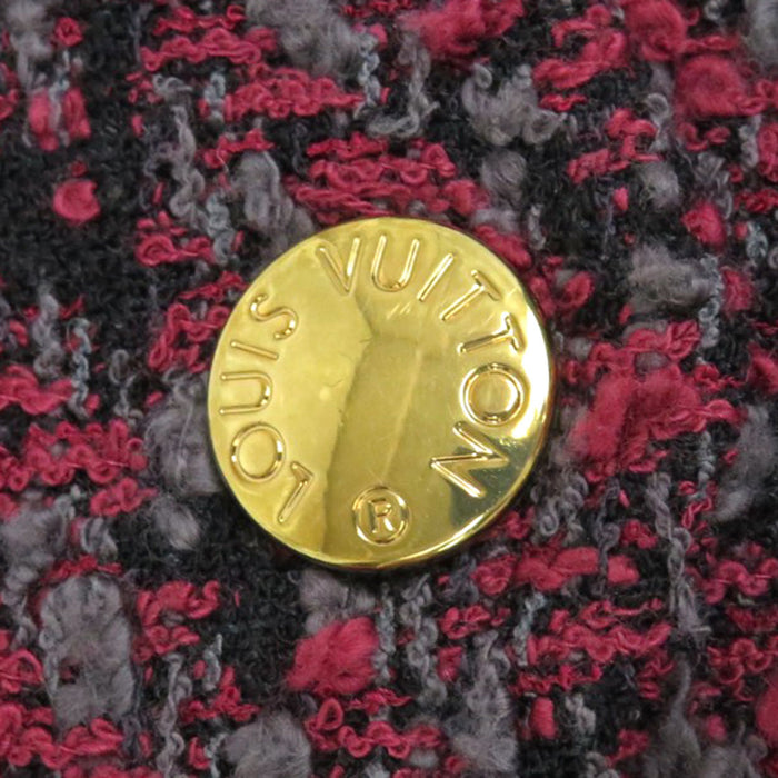 LOUIS VUITTON 
LV logo all-over pattern RW142W F6CO19B1M 
Monogram tweed zip-up no-collar coat