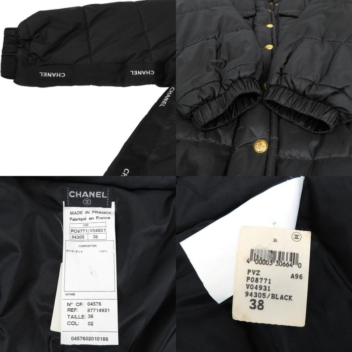 CHANEL 
COCO CC Coco Button Logo Sideline Logo Tape High Neck 
Coco Mark Vintage Silk Down Coat