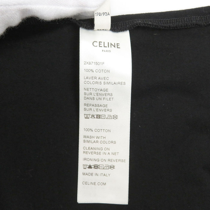 CELINE 
Cropped length cotton 
Triomphe logo print T-shirt