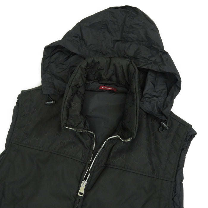 GUCCI 
Logo High Neck Double Zip Nylon 
GG Zip-up Padded Vest