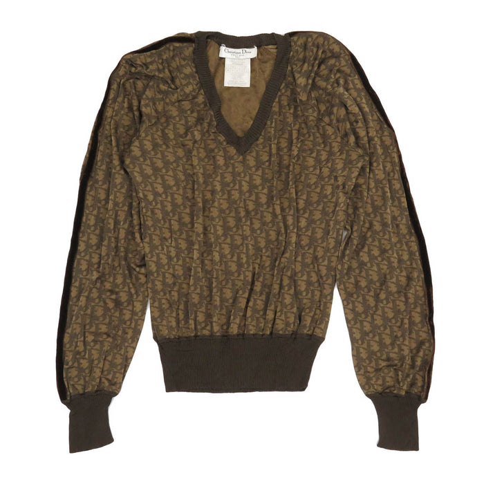 Dior 
ロゴ 総柄 Vネック レーヨン 
オブリーク ロングスリーブ カットソー 
クリスチャンディオール