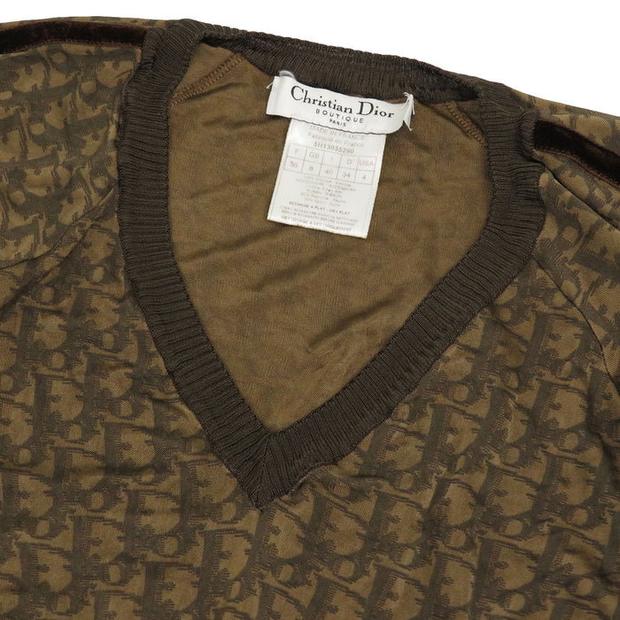 Dior 
ロゴ 総柄 Vネック レーヨン 
オブリーク ロングスリーブ カットソー 
クリスチャンディオール