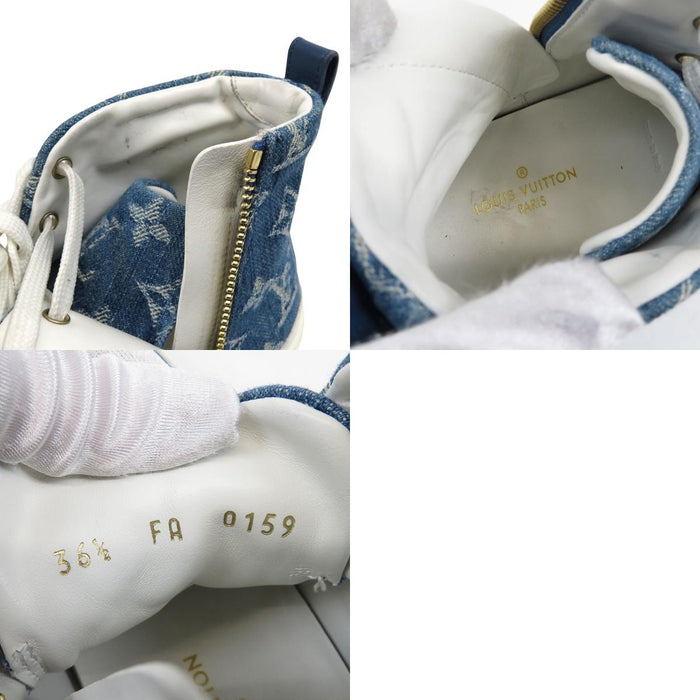 LOUIS VUITTON LV Side Zip Lace-Up Stellar Line Denim High-Cut Sneakers Monogram