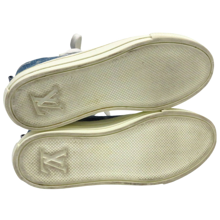 LOUIS VUITTON LV Side Zip Lace-Up Stellar Line Denim High-Cut Sneakers Monogram