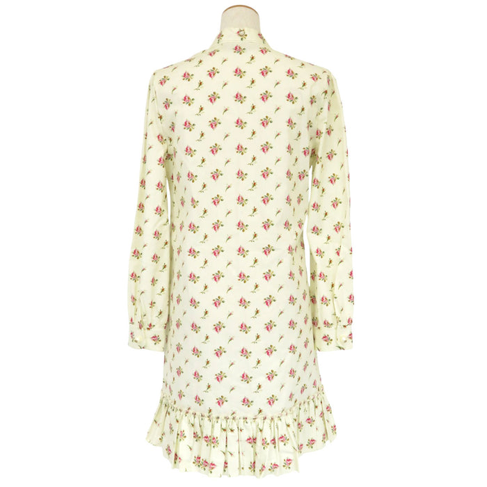 GUCCI 
Interlocking G Bow Tie Cotton Frill 
Floral Shirt Dress