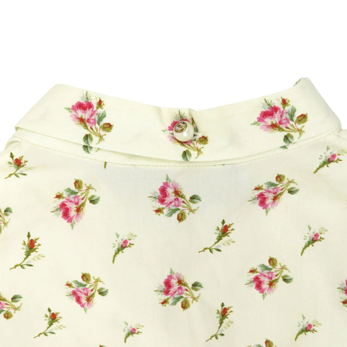 GUCCI 
Interlocking G Bow Tie Cotton Frill 
Floral Shirt Dress