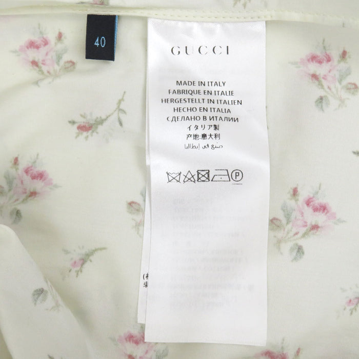 GUCCI 
Interlocking G Bow Tie Cotton Frill 
Floral Shirt Dress