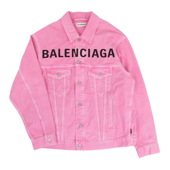 BALENCIAGA 
Over-dye processed cotton 
Front logo embroidered denim jacket