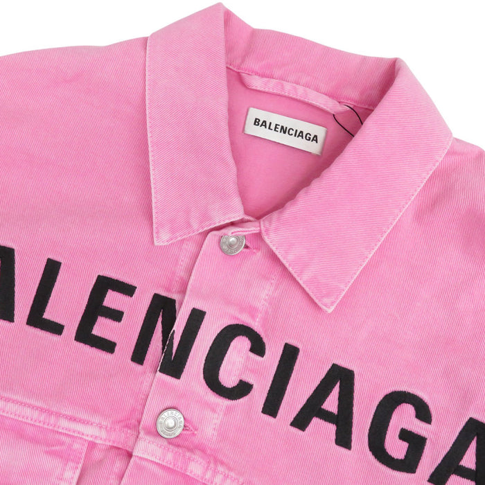 BALENCIAGA 
Over-dye processed cotton 
Front logo embroidered denim jacket
