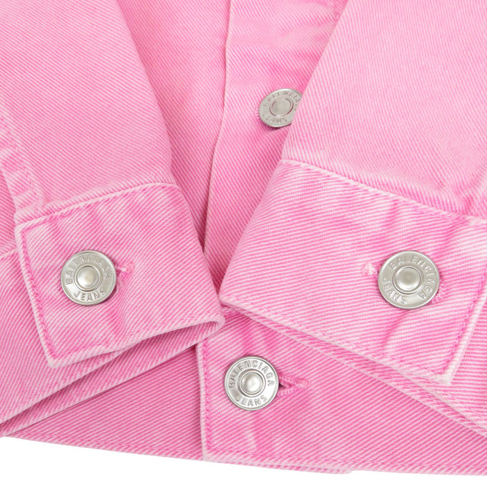 BALENCIAGA 
Over-dye processed cotton 
Front logo embroidered denim jacket