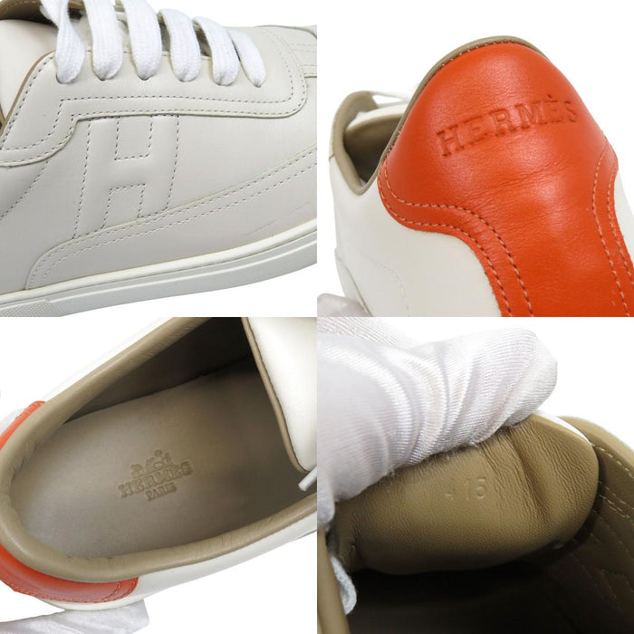 HERMES H Ash Logo Quicker Leather Sneakers