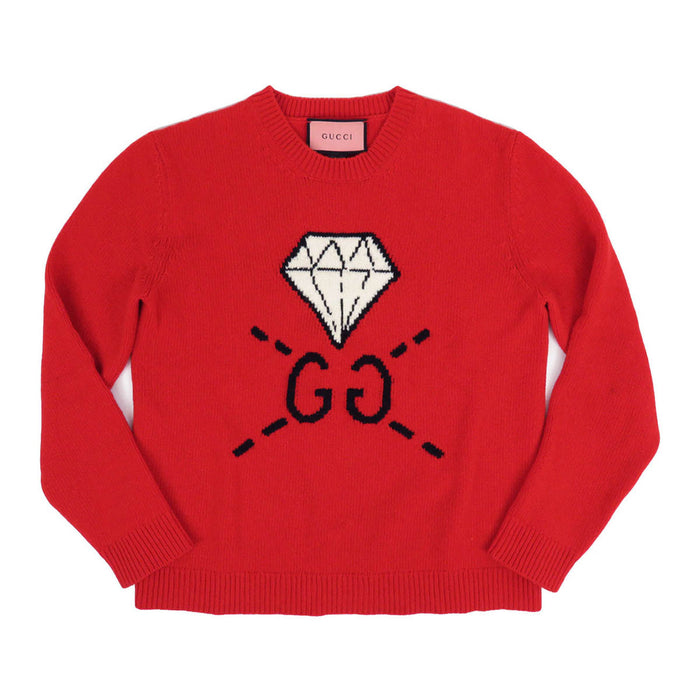 GUCCI GG Wool Ghost Diamond Intarsia Knit