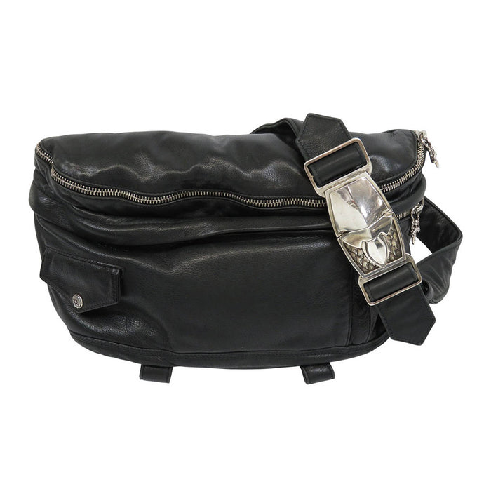 CHROME HEARTS CH Scroll Label Dagger Zip Sterling Silver Flea Knee Buckle 2WAY Backpack