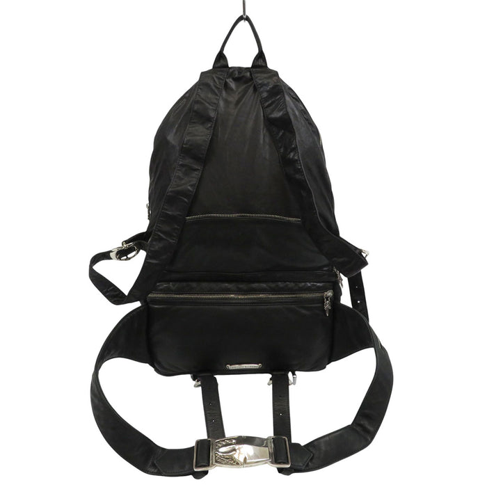 CHROME HEARTS CH Scroll Label Dagger Zip Sterling Silver Flea Knee Buckle 2WAY Backpack