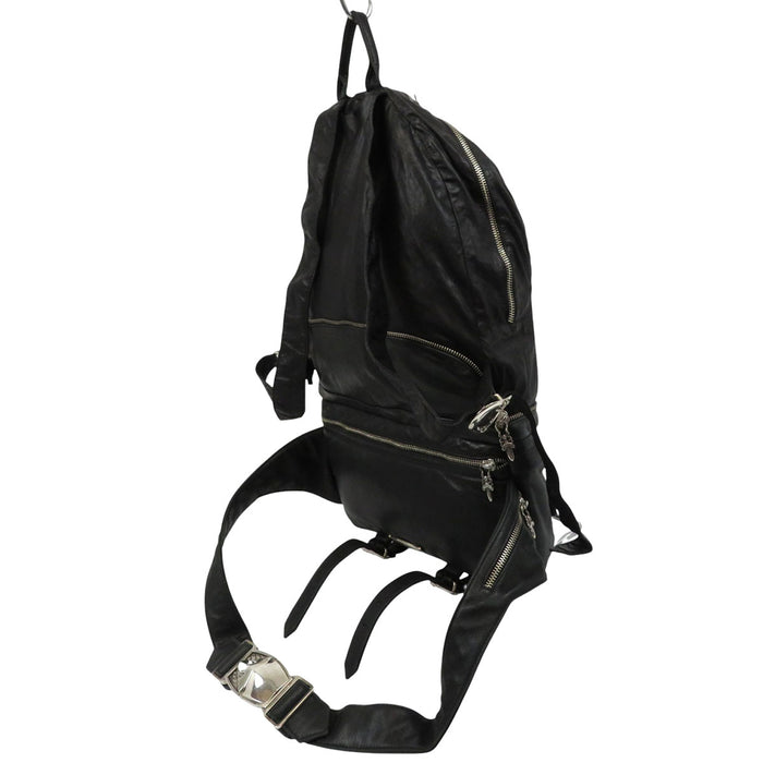 CHROME HEARTS CH Scroll Label Dagger Zip Sterling Silver Flea Knee Buckle 2WAY Backpack