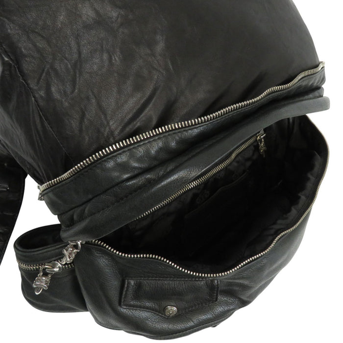 CHROME HEARTS CH Scroll Label Dagger Zip Sterling Silver Flea Knee Buckle 2WAY Backpack