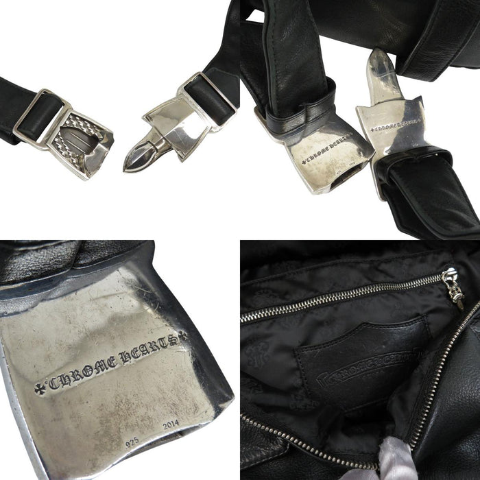 CHROME HEARTS CH Scroll Label Dagger Zip Sterling Silver Flea Knee Buckle 2WAY Backpack
