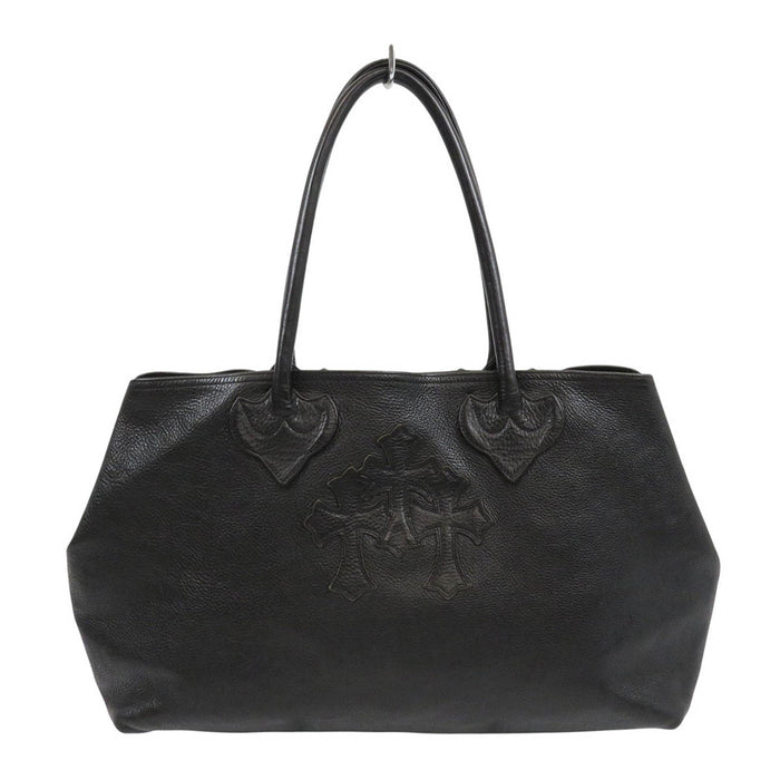 CHROME HEARTS 
3 Cemetery Cross CH CEM CRS Gargip Scroll Label Silver 
Cemetery Cross Double Snap Tote Bag