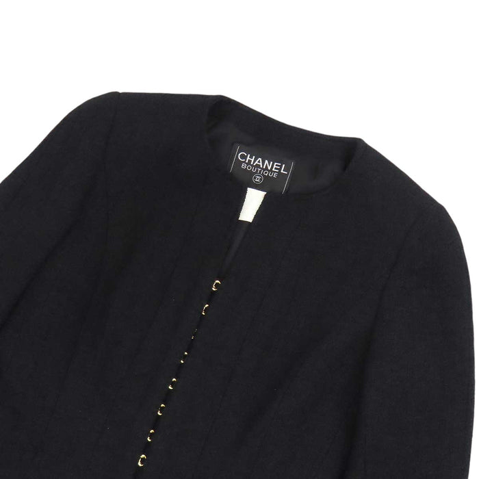 CHANEL 
COCO CC ココボタン 96A ゴールドカラーメタル 
ココマーク ヴィンテージ ノーカラー ジャケット