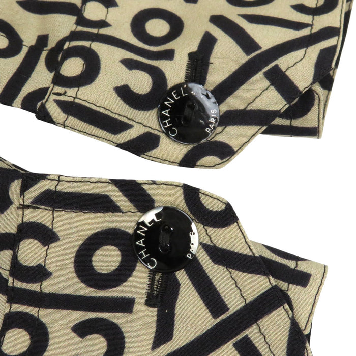 CHANEL 
CC 00A chiffon 
COCO all-over pattern silk blouse