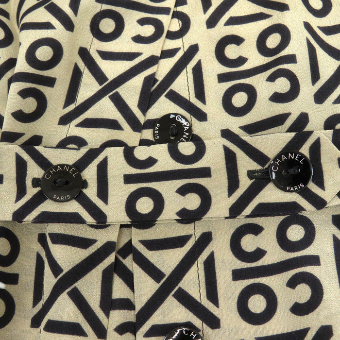 CHANEL 
CC 00A chiffon 
COCO all-over pattern silk blouse