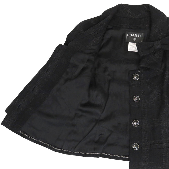 CHANEL 
COCO CC Coco Button 3/4 Sleeve 
Coco Mark Ribbon Tweed Jacket