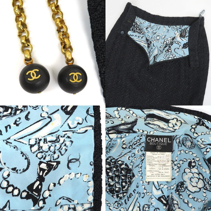 CHANEL 
93P COCO CC Coco Button Vintage 
Coco Mark Tweed Setup
