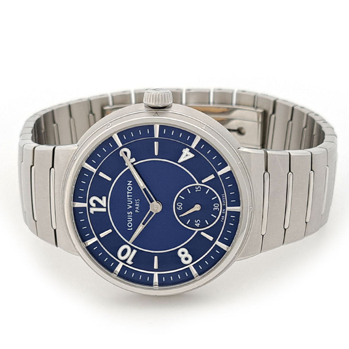 LOUIS VUITTON 
Tambour Automatico Acciaio Blu 
Con scatola e garanzia
