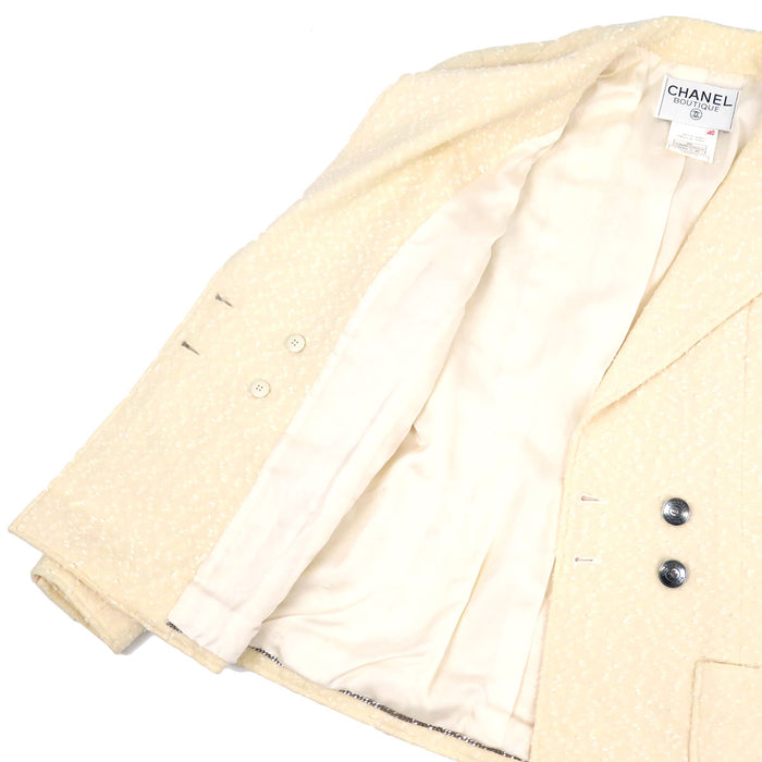 CHANEL 97C Vintage COCO CC Coco Button Coco Mark Tweed Double-Breasted Jacket