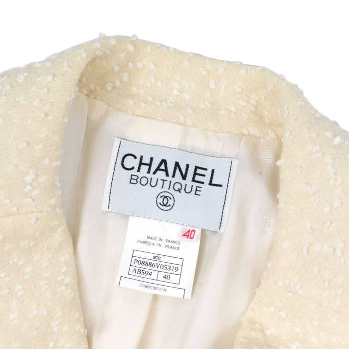 CHANEL 97C Vintage COCO CC Coco Button Coco Mark Tweed Double-Breasted Jacket