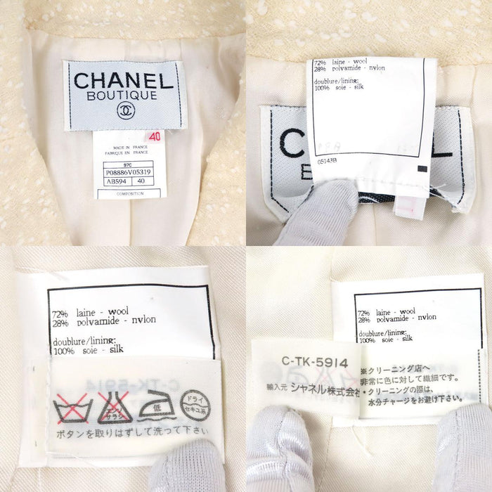 CHANEL 97C Vintage COCO CC Coco Button Coco Mark Tweed Double-Breasted Jacket