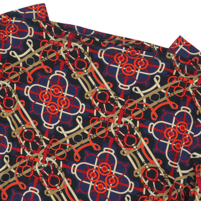 HERMES 
Three-quarter sleeve all-over pattern 
Boat neck cotton dress