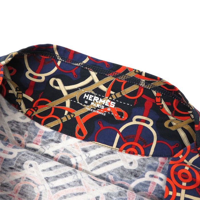 HERMES 
Three-quarter sleeve all-over pattern 
Boat neck cotton dress