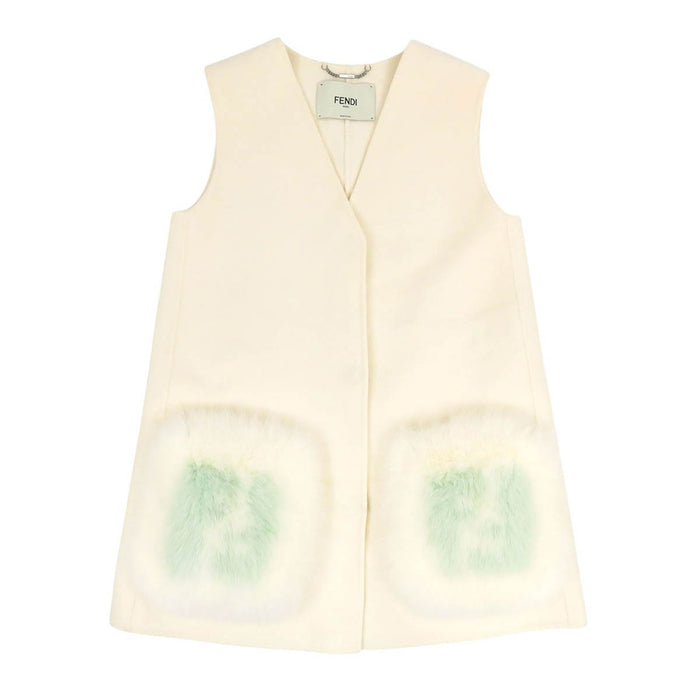 FENDI Wool FF Pattern Oxyfur Pocket Gilet
