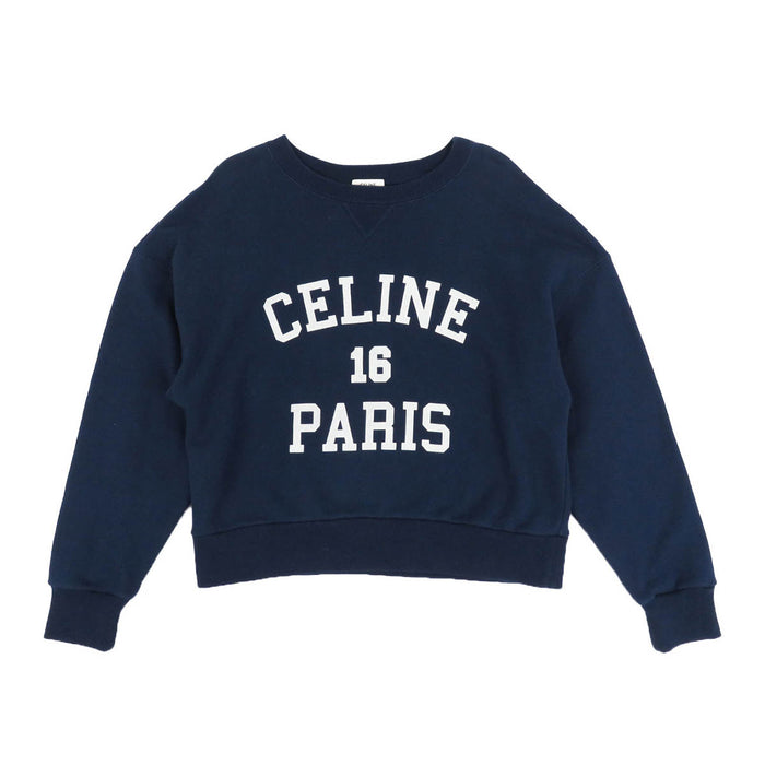 CELINE Crack Process Sweat Cotton Logo Print Trainer