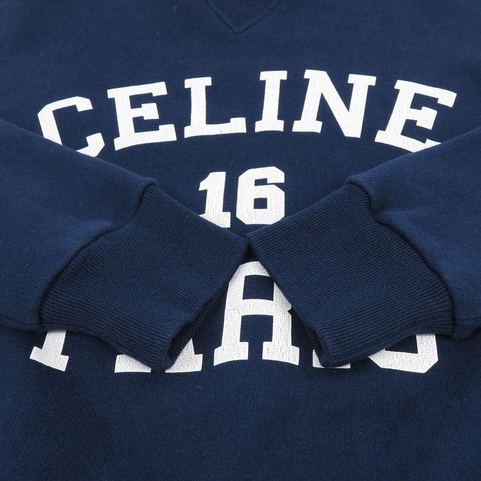 CELINE Crack Process Sweat Cotton Logo Print Trainer