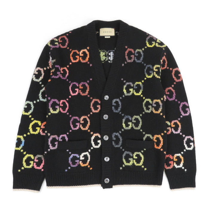 GUCCI  
All-over pattern knit wool  
GG jacquard multicolor cardigan