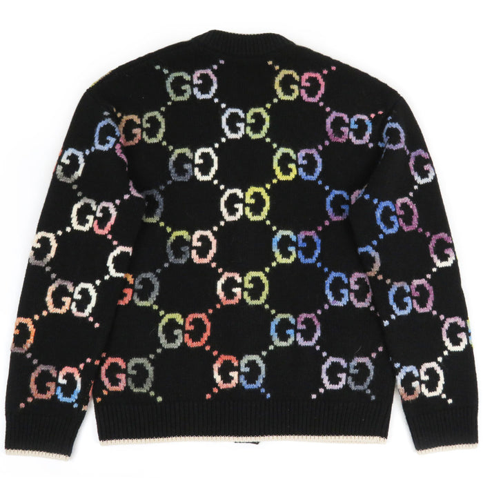 GUCCI  
All-over pattern knit wool  
GG jacquard multicolor cardigan