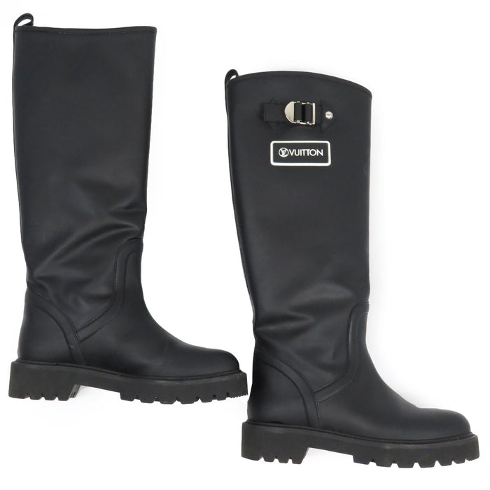 LOUIS VUITTON LV Rubber Leather Territory Line Long Boots