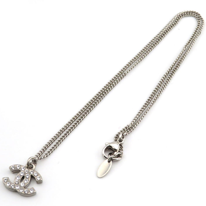 CHANEL  
COCO CC 標誌 C11V 銀色金屬  
可可標誌 水鑽 項鍊