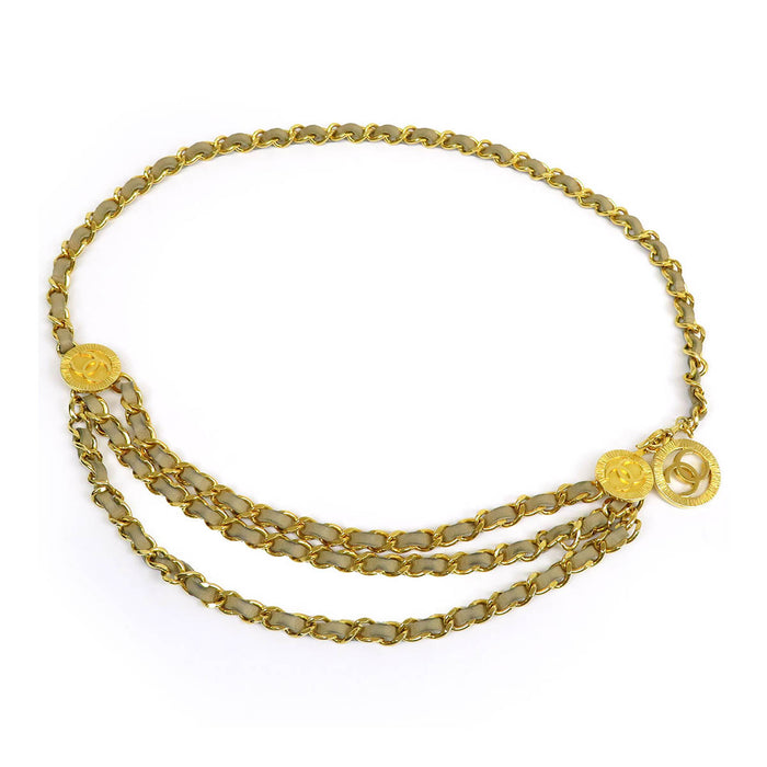 CHANEL COCO CC ロゴ 3連 ゴールドカラーメタル 1984 ココマーク