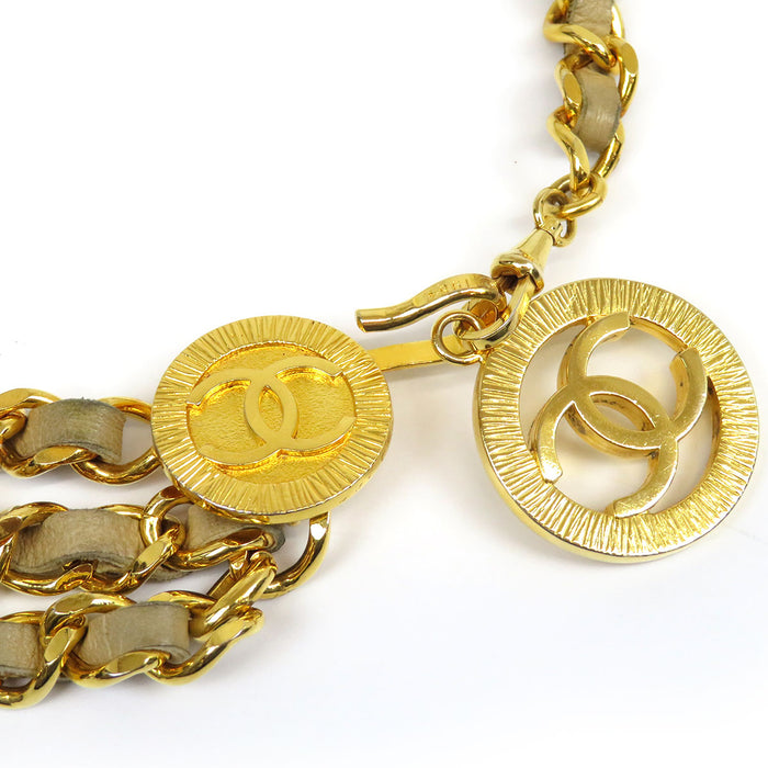 CHANEL 
COCO CC ロゴ 3連 ゴールドカラーメタル 1984 
ココマーク ヴィンテージ チェーンベルト