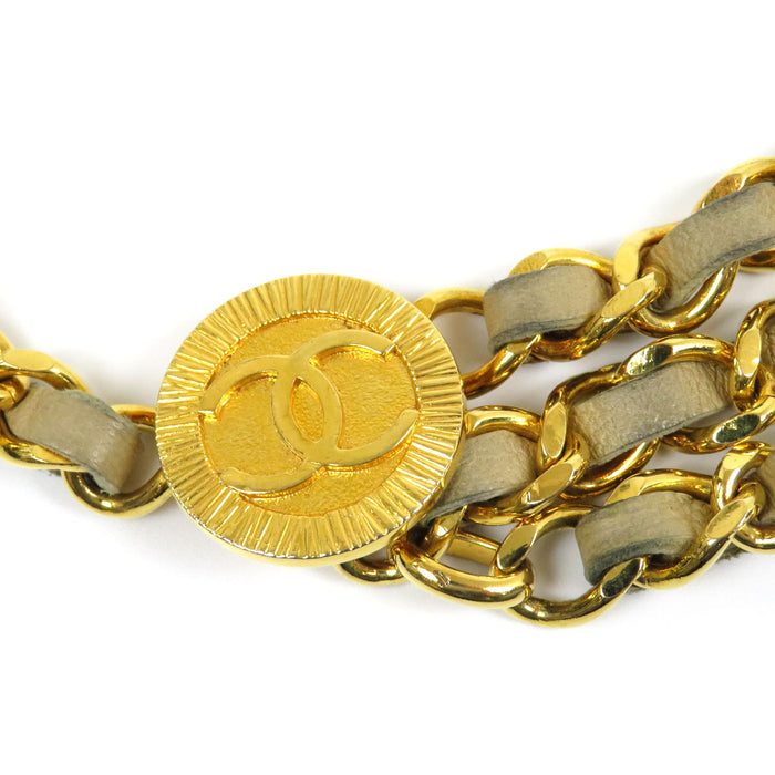 CHANEL 
COCO CC ロゴ 3連 ゴールドカラーメタル 1984 
ココマーク ヴィンテージ チェーンベルト