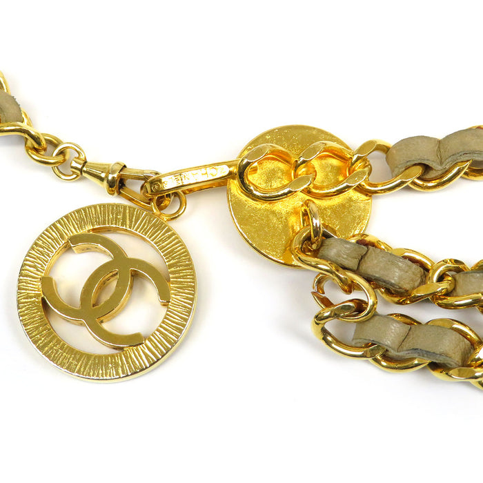 CHANEL 
COCO CC ロゴ 3連 ゴールドカラーメタル 1984 
ココマーク ヴィンテージ チェーンベルト
