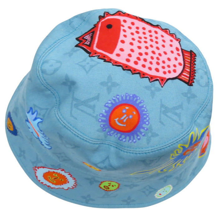 LOUIS VUITTON 
Yayoi Kusama Logo Embroidery 
LV×YK Reversible Bucket Hat 
Monogram