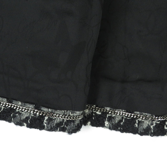 CHANEL 
CC Vネック フリンジ ウール 
ツイード ジップアップ ジャケット