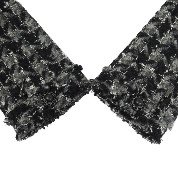 CHANEL 
CC Vネック フリンジ ウール 
ツイード ジップアップ ジャケット