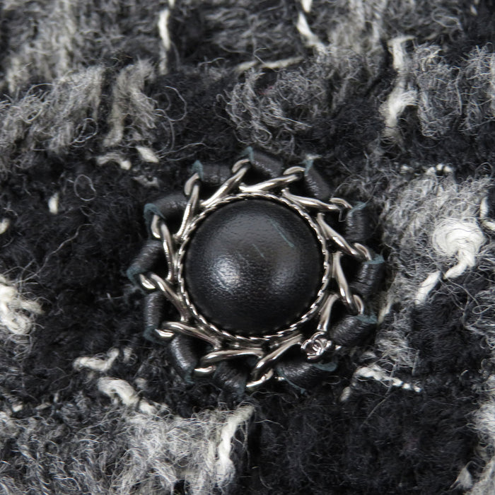 CHANEL 
CC Vネック フリンジ ウール 
ツイード ジップアップ ジャケット