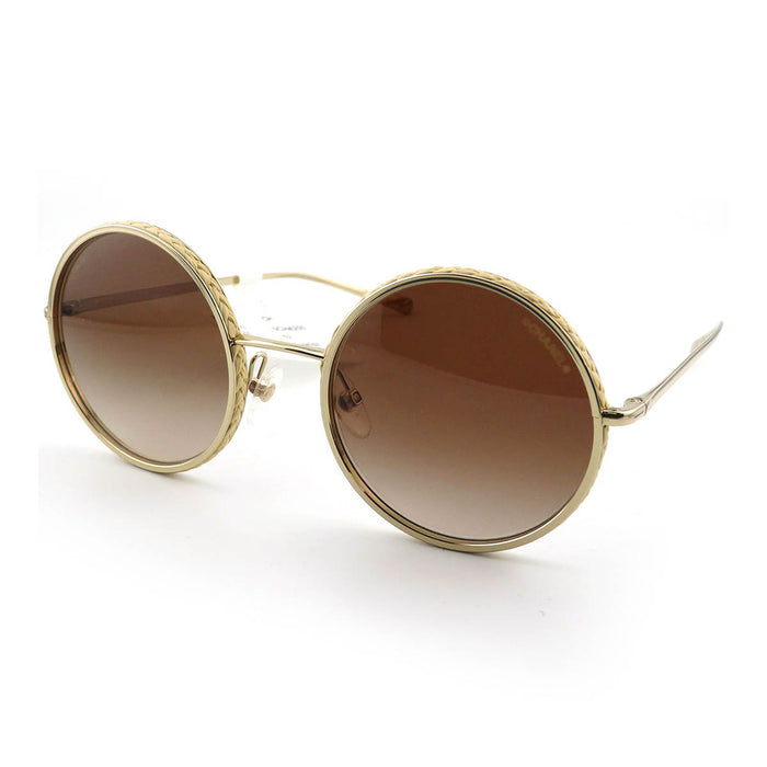 CHANEL 
COCO CC ストロー マトラッセ 
ココマーク ラウンド フレーム サングラス