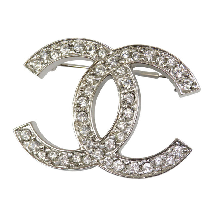 CHANEL 
COCO CC ロゴ 12C シルバーカラーメタル 
ココマーク ラインストーン ブローチ
